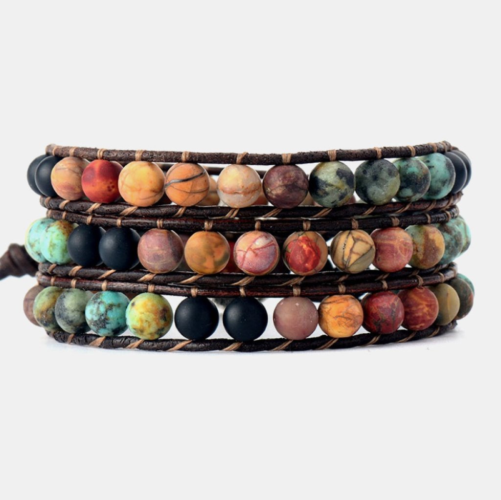 Handmade Triple Layer Beaded Agate Bracelet