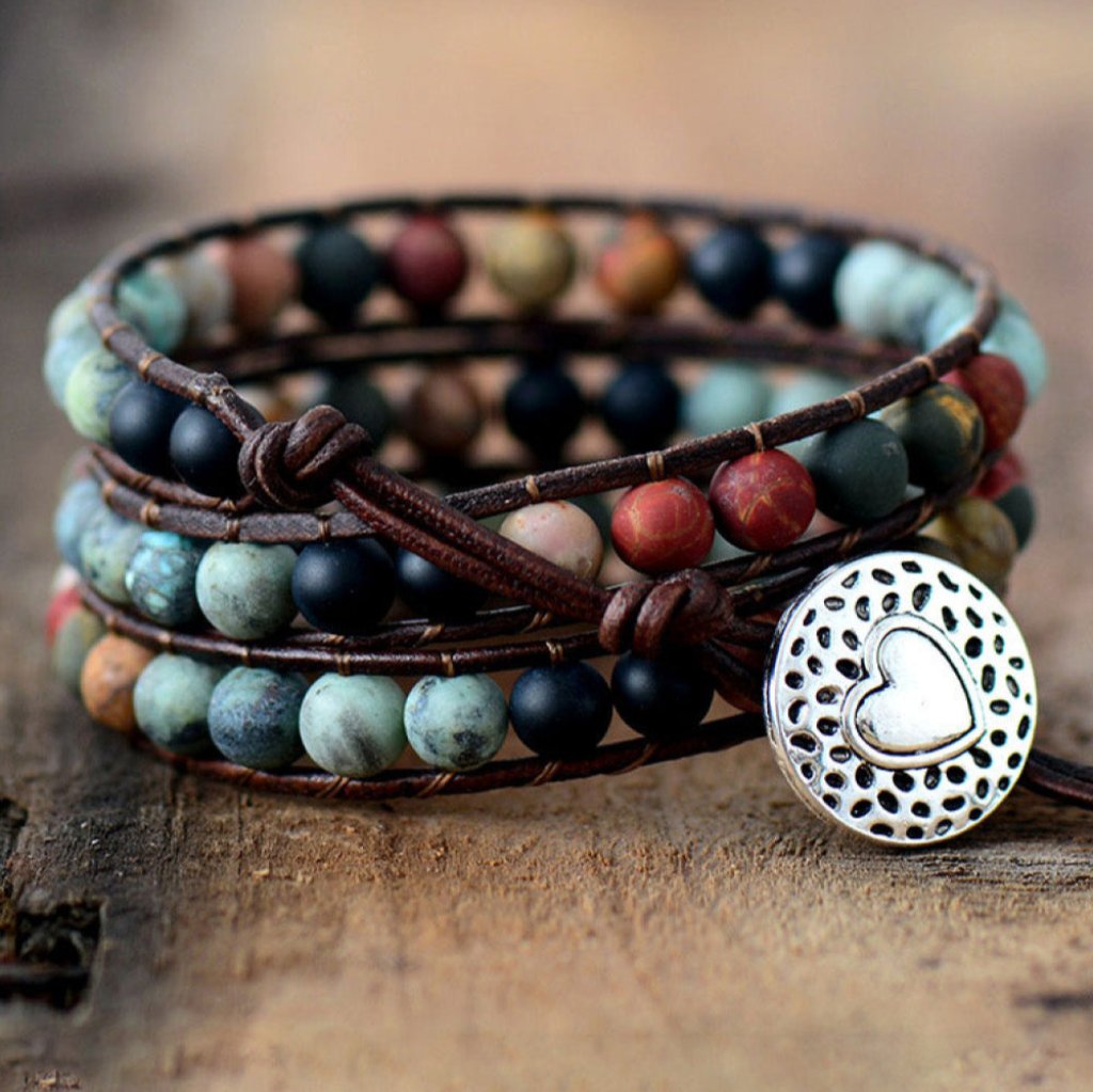 Handmade Triple Layer Beaded Agate Bracelet