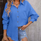 Textured Pocketed Button Up Dropped Shoulder Shirt