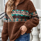 Half Zip Long Sleeve Fuzzy Top