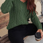 Honey Cable-Knit V-Neck Cold Shoulder Sweater