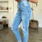 Judy Blue Full Size Distressed Straight Jeans with Patch Pockets