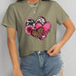 Heart Round Neck Short Sleeve T-Shirt