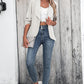 One Button Collared Neck Ruched Sleeve Blazer