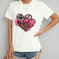 Heart Round Neck Short Sleeve T-Shirt