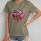 Heart Round Neck Short Sleeve T-Shirt