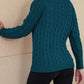 Honey Cable-Knit V-Neck Cold Shoulder Sweater