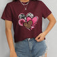 Heart Round Neck Short Sleeve T-Shirt