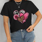 Heart Round Neck Short Sleeve T-Shirt