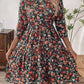 Frill Floral Round Neck Dress