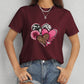 Heart Round Neck Short Sleeve T-Shirt