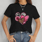 Heart Round Neck Short Sleeve T-Shirt