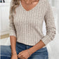 Lace Detail V-Neck Long Sleeve T-Shirt