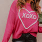 XOXO Round Neck Drop Shoulder Sweater