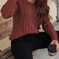 Honey Cable-Knit V-Neck Cold Shoulder Sweater