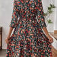 Frill Floral Round Neck Dress