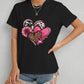 Heart Round Neck Short Sleeve T-Shirt