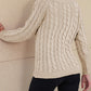 Honey Cable-Knit V-Neck Cold Shoulder Sweater