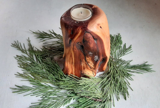 Manzanita Candle Holder, Handcrafted from Oregon Native Hardwood